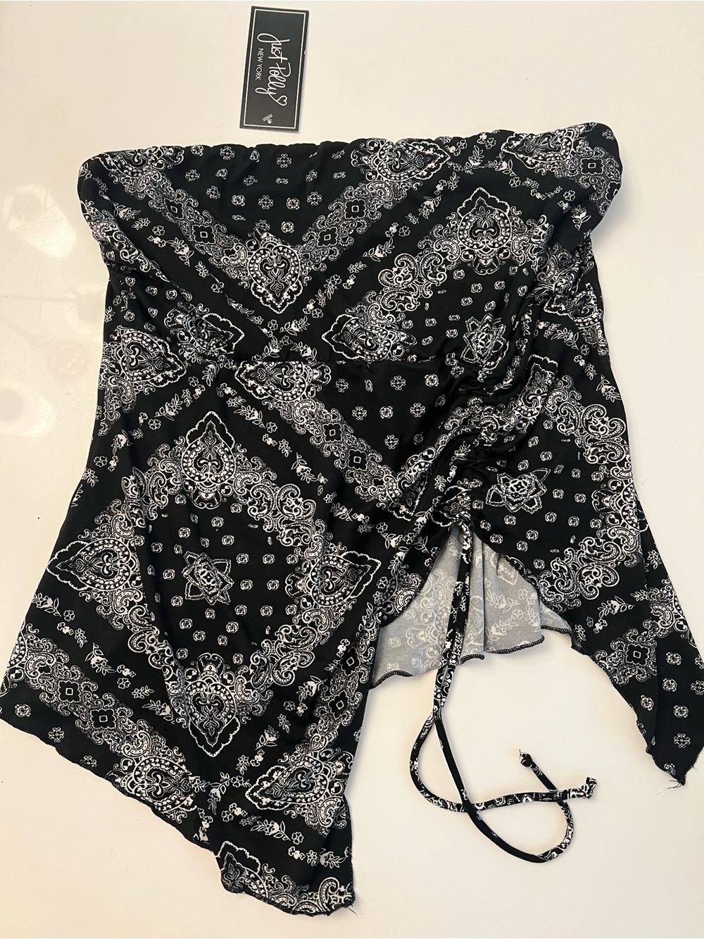 Strapless Black Bandana Print Strapless Top